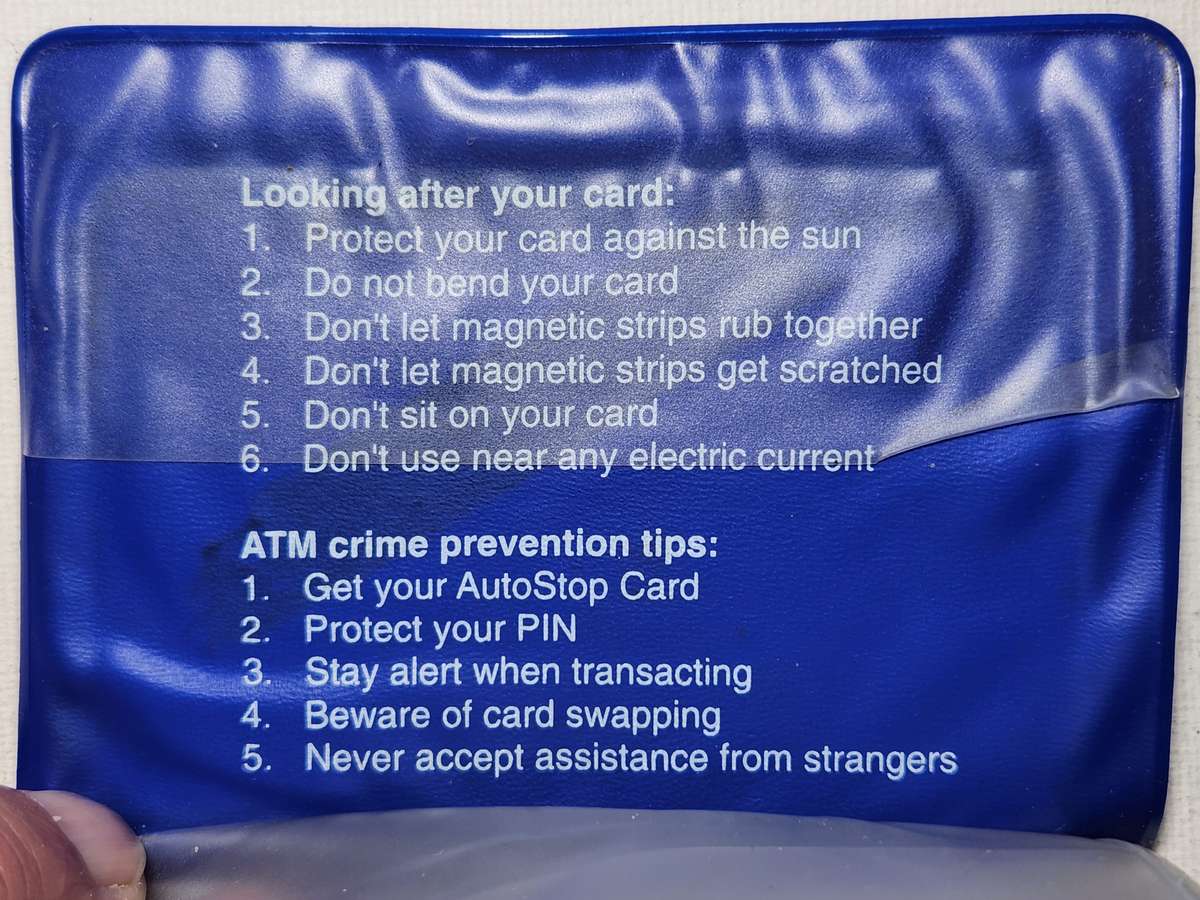 Old Standard Bank plastic Card Holder with instructions printed inside - Never Used