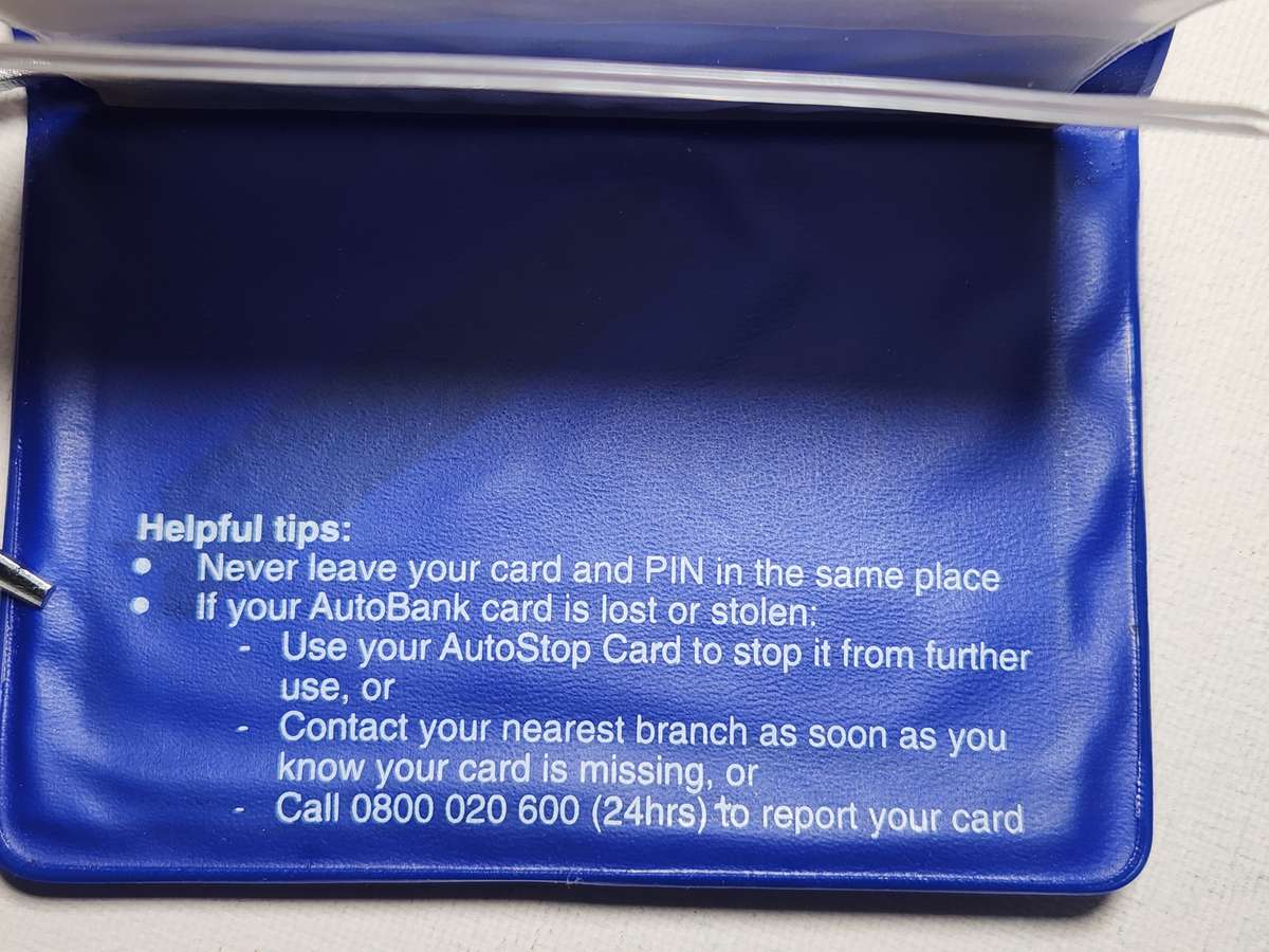 Old Standard Bank plastic Card Holder with instructions printed inside - Never Used