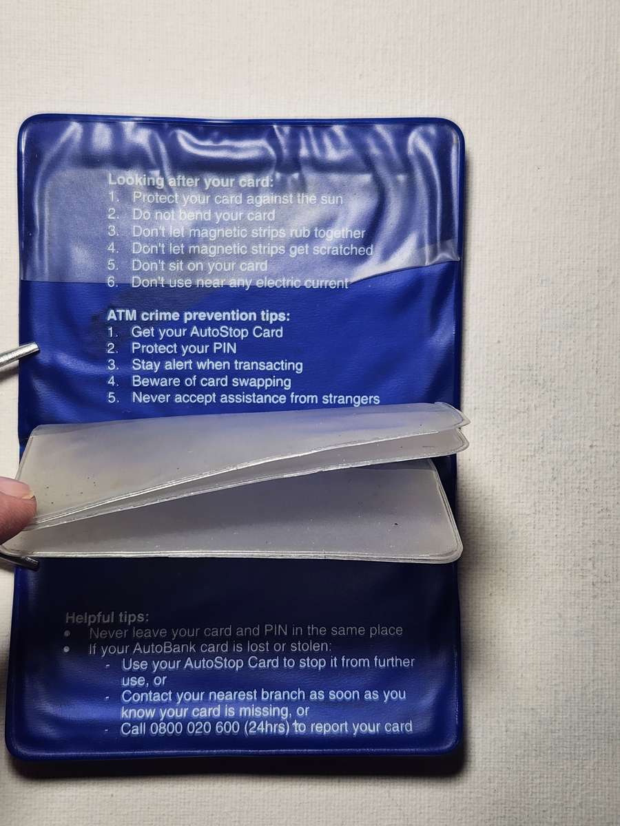 Old Standard Bank plastic Card Holder with instructions printed inside - Never Used