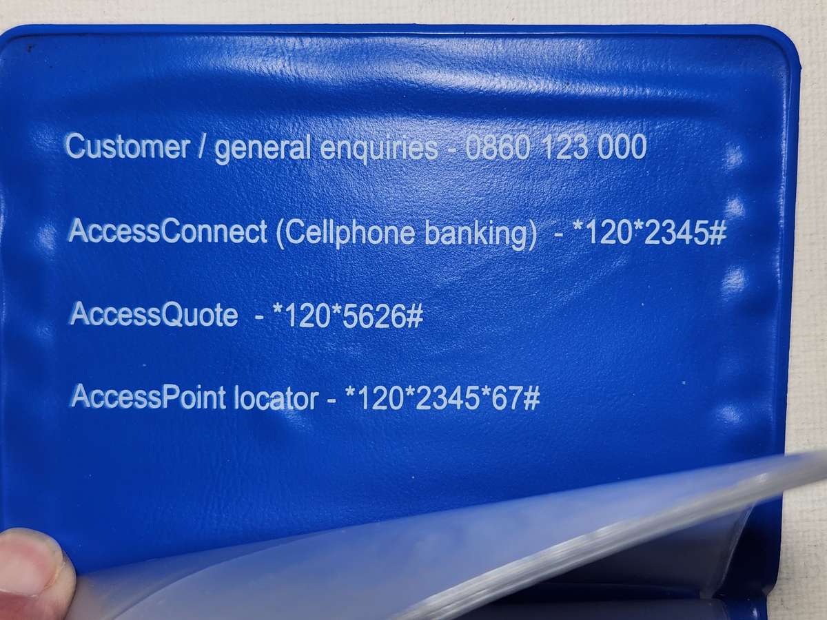 Old Standard Bank plastic Card Holder  (AccessBanking) with instructions printed inside