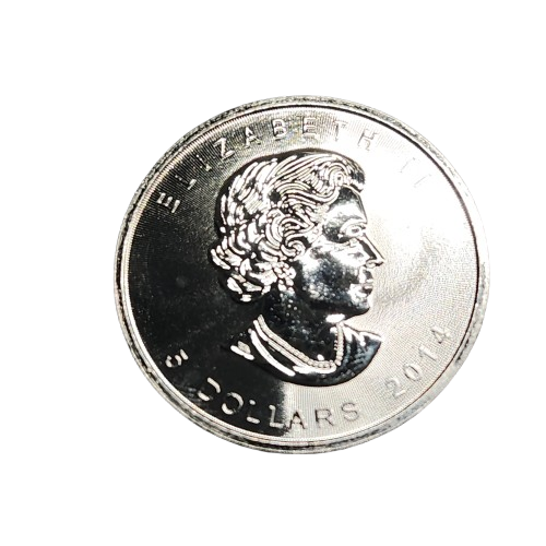 Canadian MAPLE - 5(FIVE) DOLLARS - 2014 - 1 oz .999 fine silver - Inside Capsule