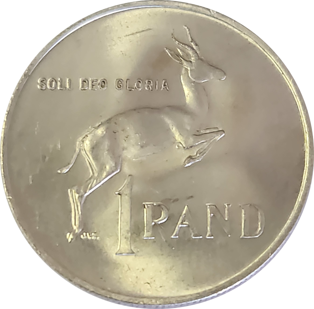 1 (ONE) RAND (R1) - 1967 -Dr. Hendrik Verwoerd - GREAT COIN !!!  Clear strike  through !