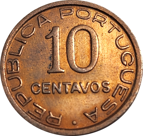 10 (TEN) CENTAVOS- 1936 - MOZAMBIQUE - RED in EF