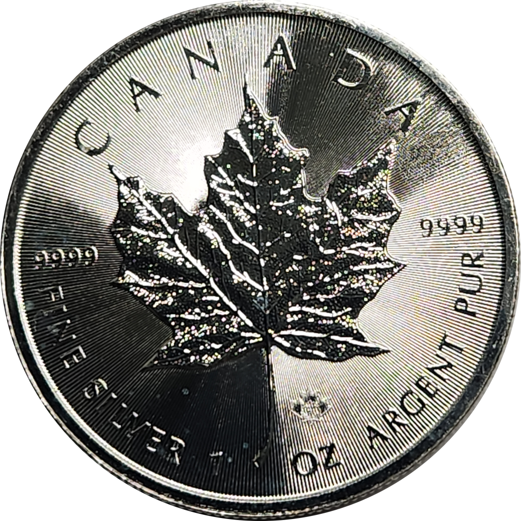 Canadian MAPLE - 5(FIVE) DOLLARS - 2014 - 1 oz .999 fine silver - Inside Capsule