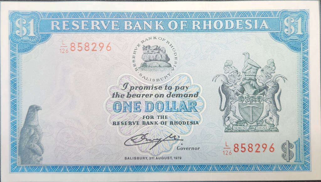 1 (ONE) DOLLAR - RHODESIA +- 1979 in Uncirculated Condition (UNC) - L126 858296