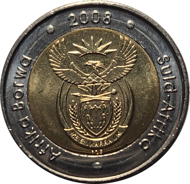 5 (FIVE) RAND 2008 Mandela SMILEY - A/UNC - Additional strike visible on reverse !