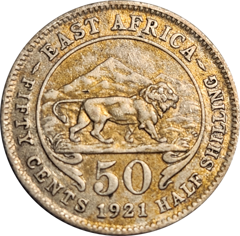 50 (FIFTY) Cents /  HALF SHILLING - 1921 - EAST AFRICA