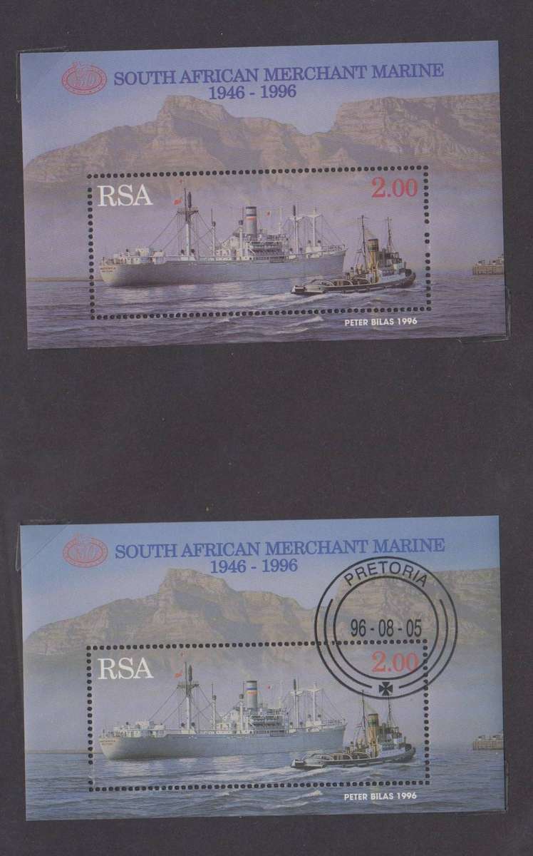 RSA - 1996 -50th Ann. SA Merchant Marine - MS MNH + CTO MS (SACC 971)
