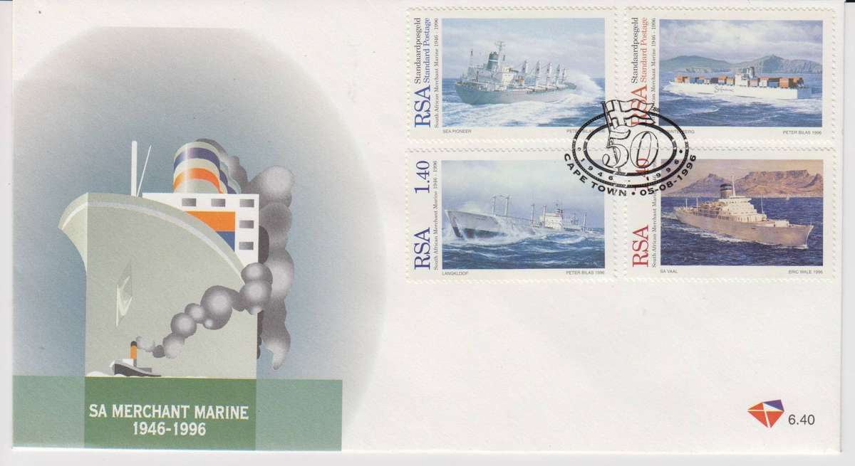 RSA - 1996 - SA Merchant Marine - FDC 6.40 2x Full Sheets MNH (SACC 967-970)
