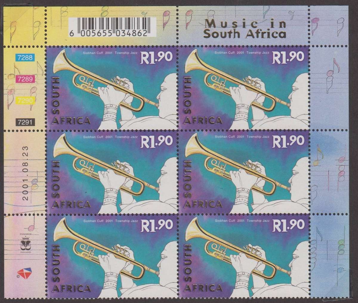 RSA - 2001 - Music in SA R1,90 - Control Block of 6 MNH - SACC 1435