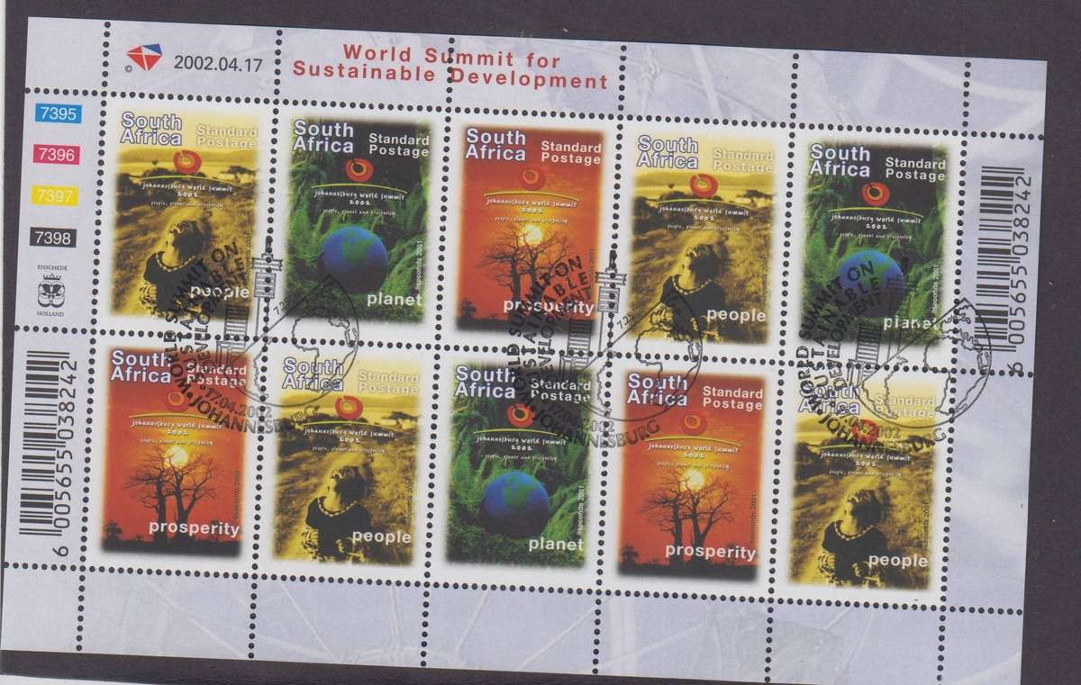 RSA - 2002 - World Summit Sustainable Development - CTO Sheet MNH - SACC 1482