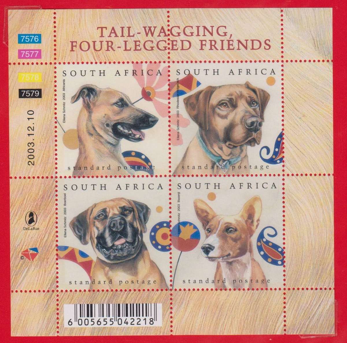 RSA - 2003 - Junass Stamp Exhibition on Dogs - Miniature Sheet MNH - SACC 1560a