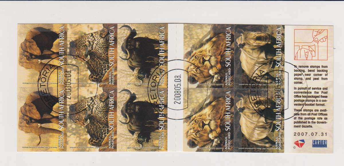 RSA - Big Five Booklet No.72 CTO Pretoria cancel (SACC 1828)