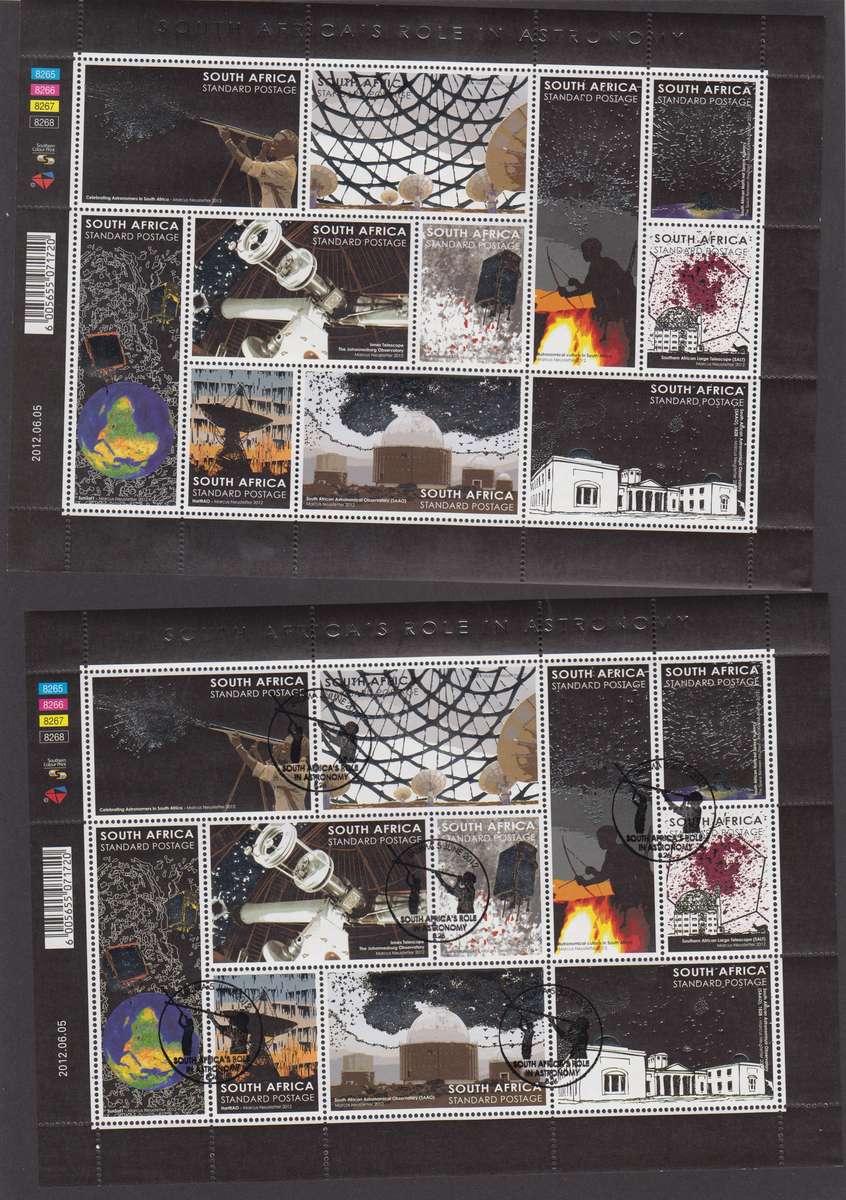 RSA - 2012 Astronomy in SA - MNH Sheet & CTO sheet  - SACC 2224