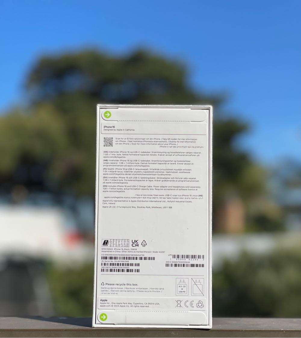 Apple Iphone 16 Black 256gb Sealed in Box 1Yr Apple warranty