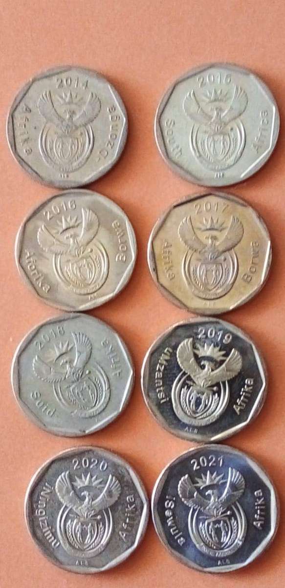 SOUTH AFRICA TWENTY CENT UNC COIN SET.