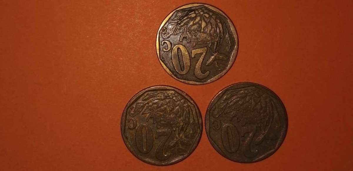 SOUTH AFRICA 20 CENT ROTATED DIE ERROR