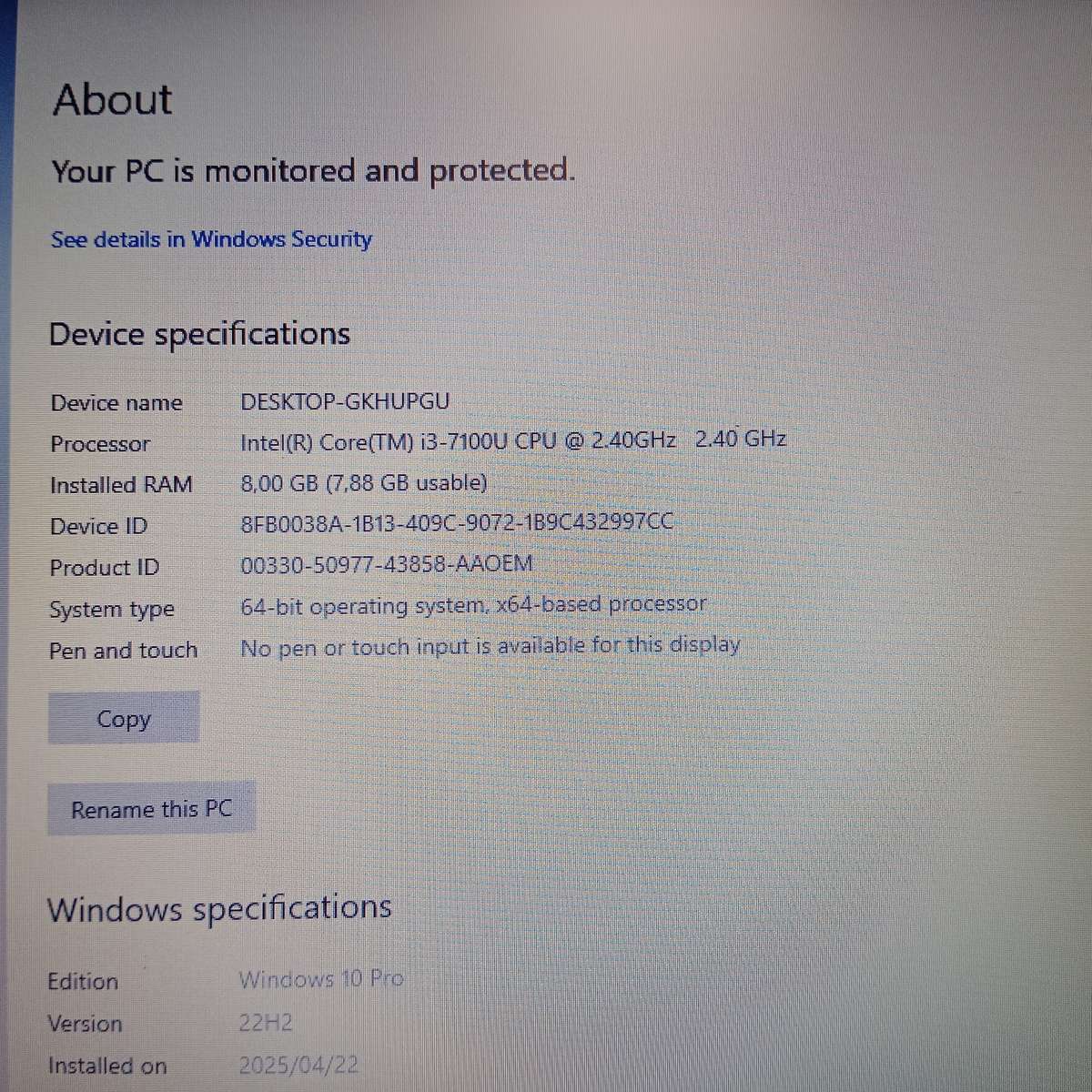 HP 640 G3 i3-7th Gen 8GB - 250GB SSD