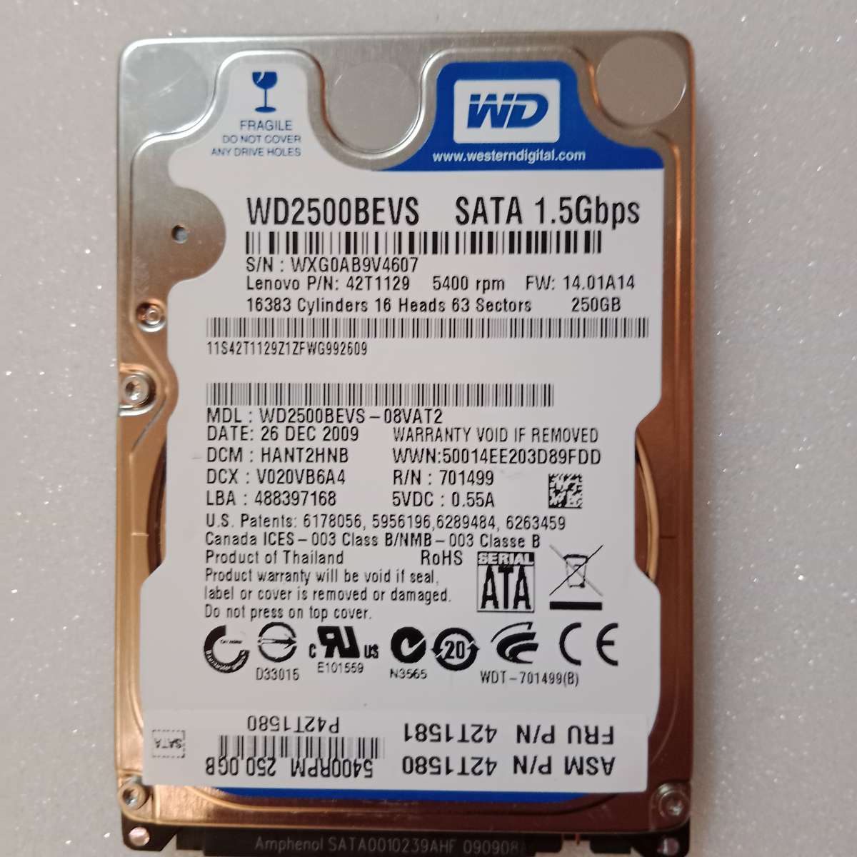Western Digital 250GB 2.5" Hard Drive