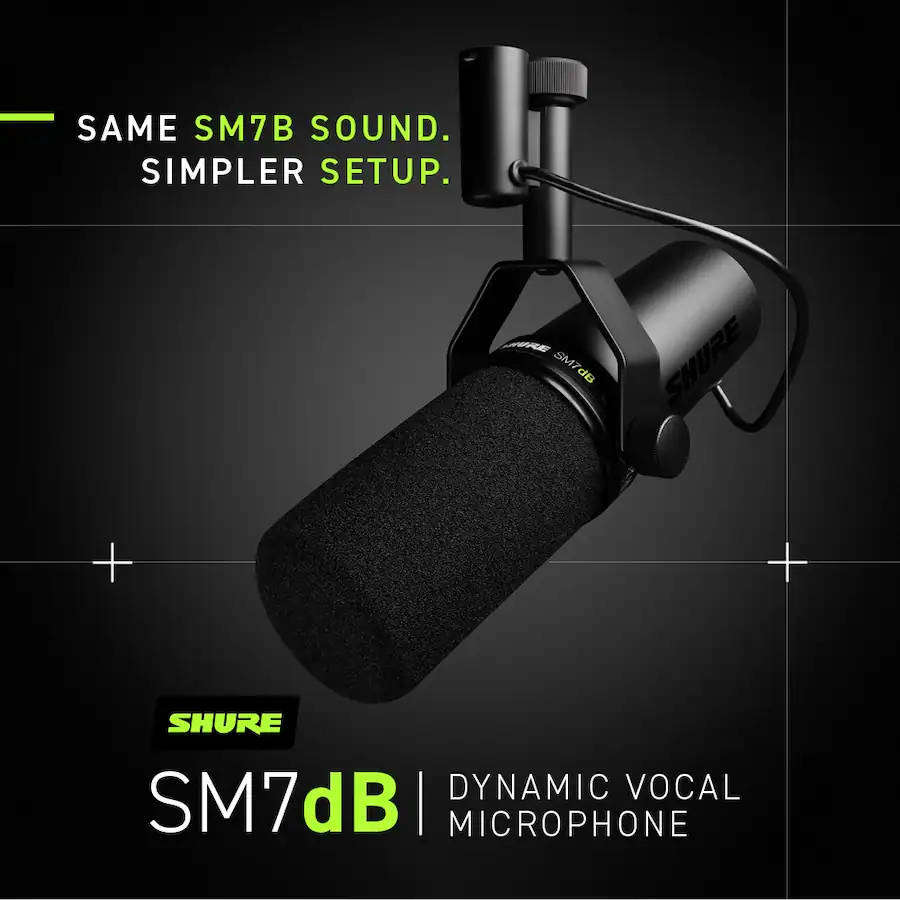 Shure SM7dB Dynamic Vocal Microphone With Active Built-in Preamp
