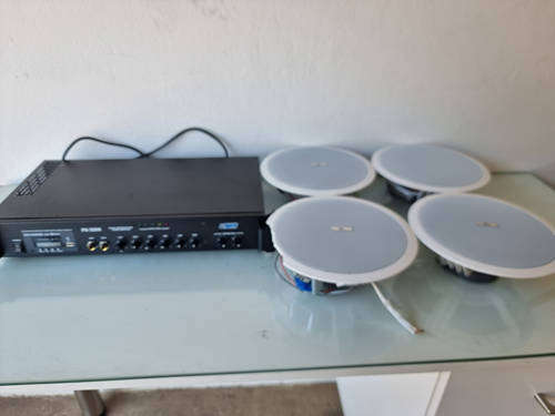 Hybrid PA100M Amplifier 100V Line 60W RMS 2 ZONE with MP3 Player - Comes with 4 Ceiling Speakers