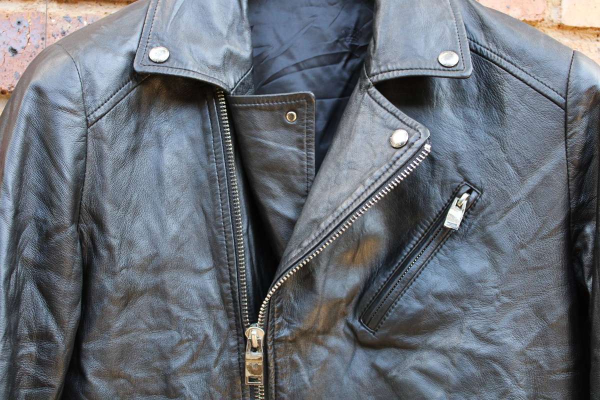 Genuine leather motorcycle style jacket