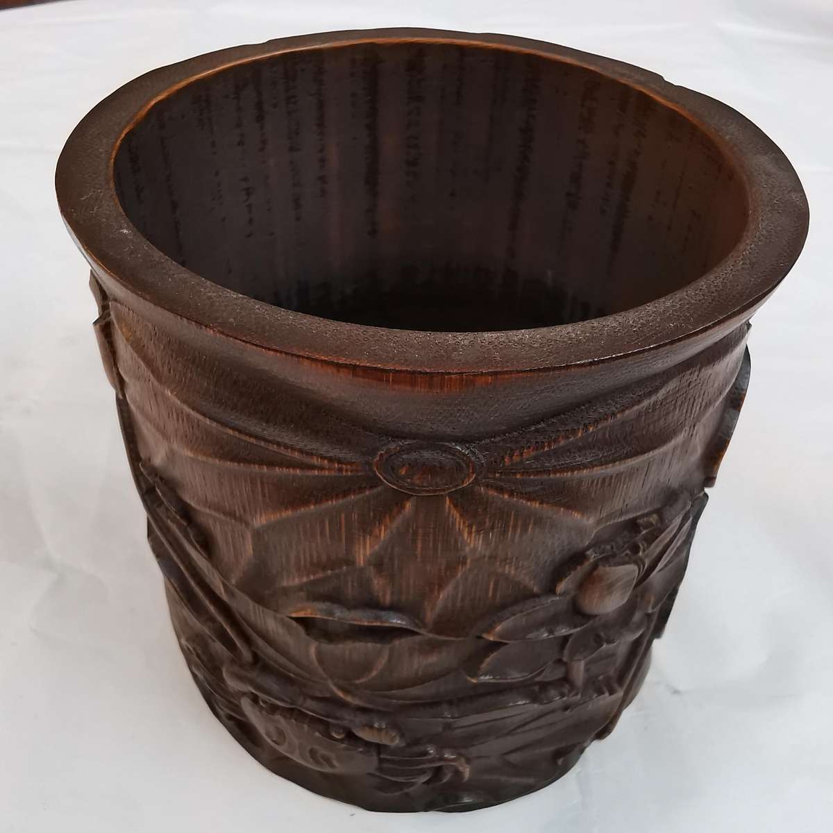 Antique Chinese The old Tibetan bamboo carving pen container from Chinese Qing Dynasty