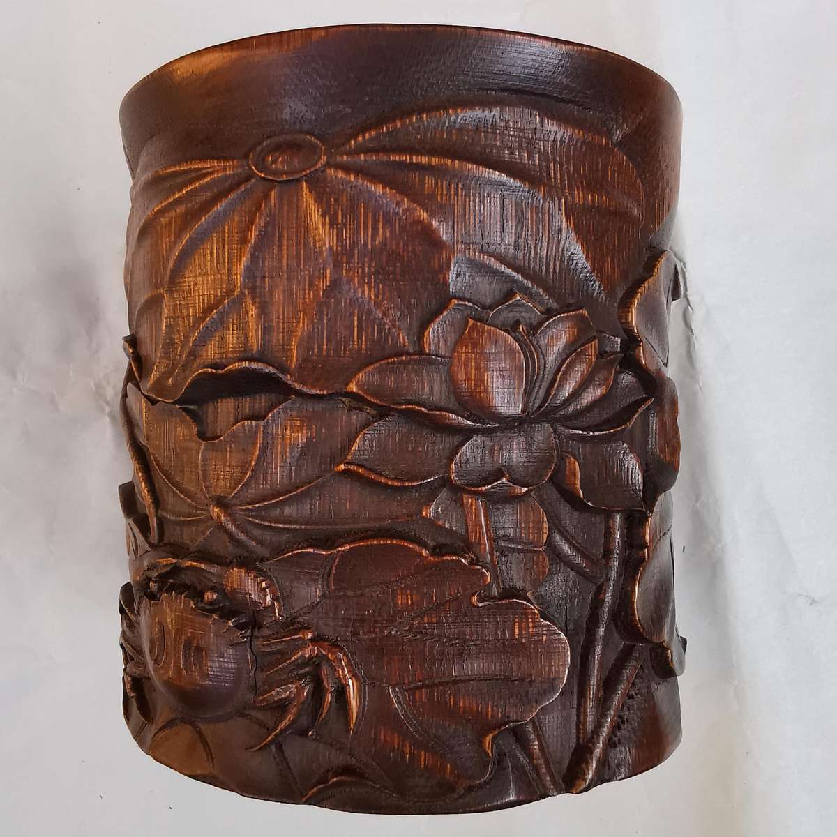 Antique Chinese The old Tibetan bamboo carving pen container from Chinese Qing Dynasty