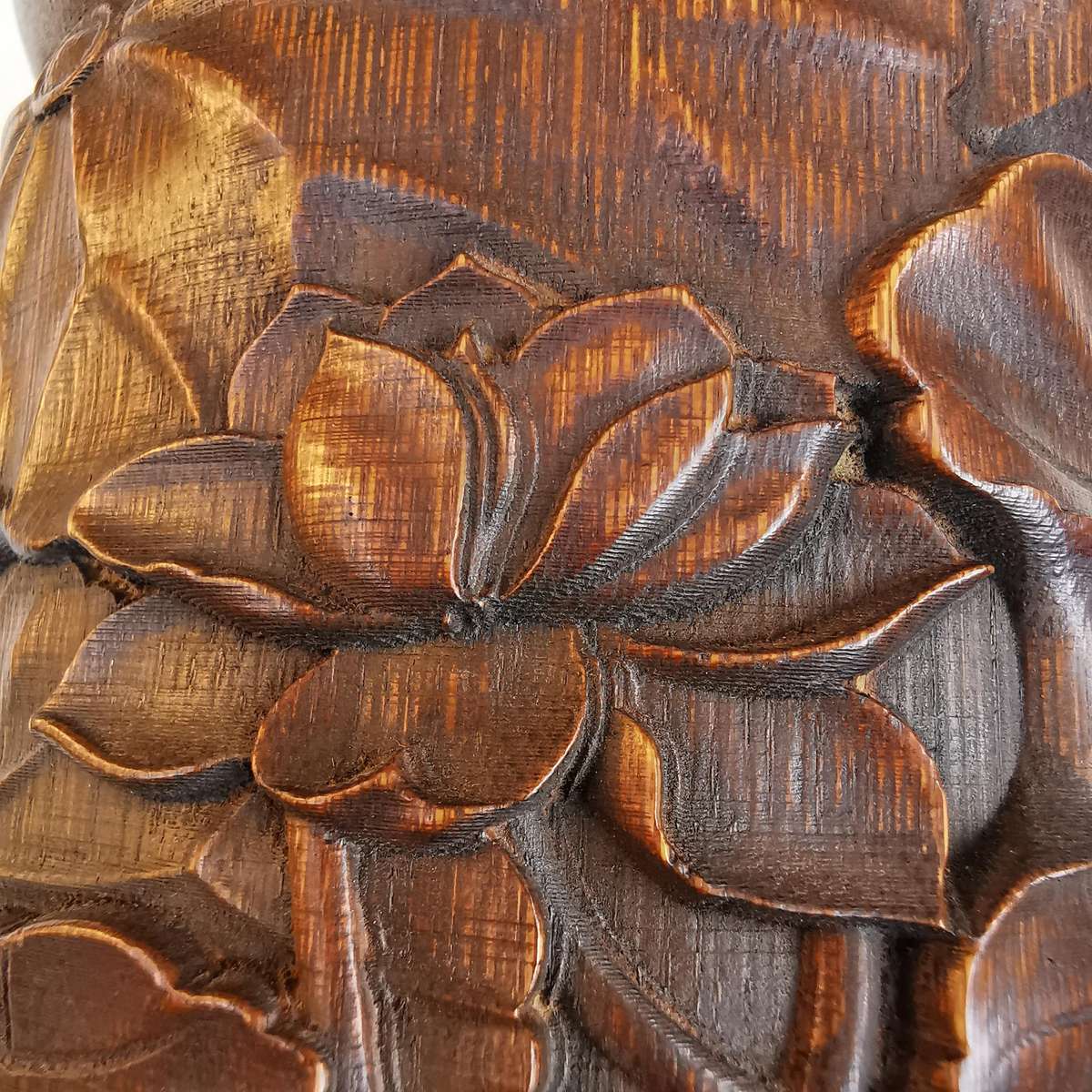 Antique Chinese The old Tibetan bamboo carving pen container from Chinese Qing Dynasty