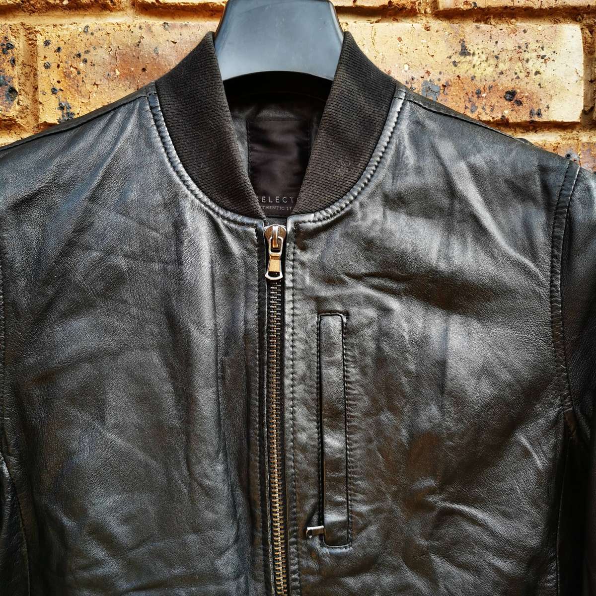 Men's Genuine Leather Jacket - Black