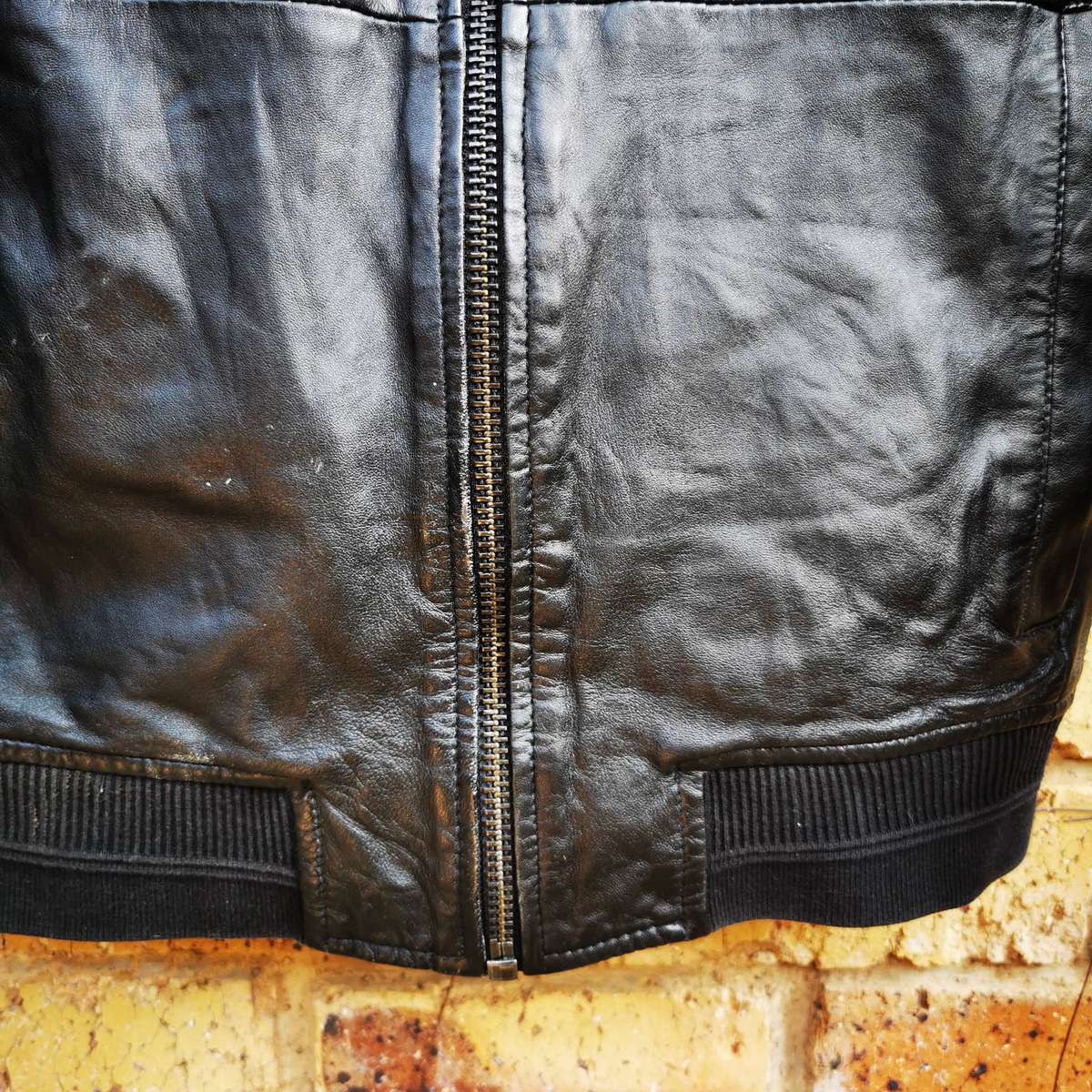 Men's Genuine Leather Jacket - Black