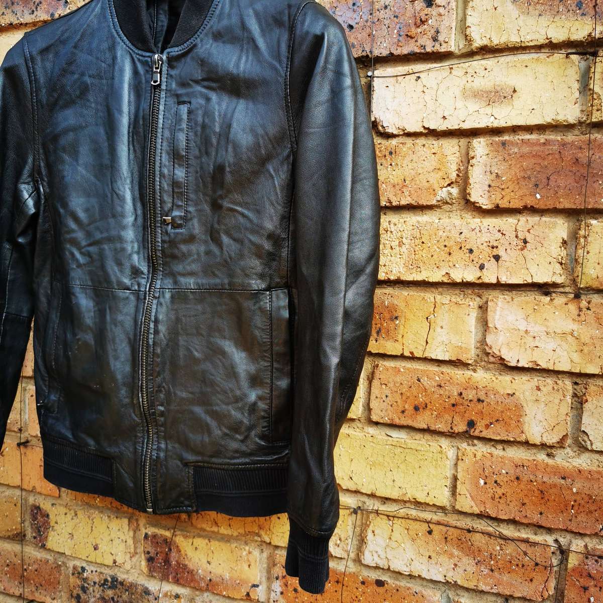 Men's Genuine Leather Jacket - Black