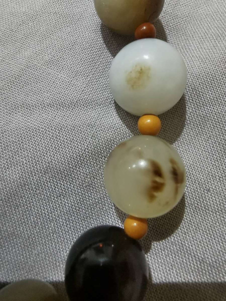 Chinese Late Qing (18801911), antique Hetian jade multicolored bead bracelet