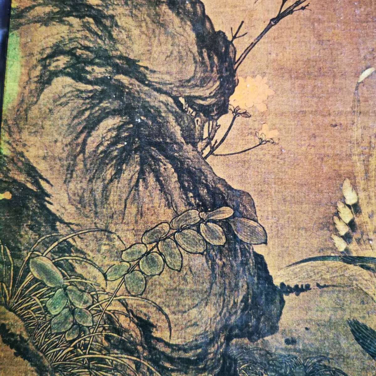 VINTAGE PRINT OF MING DYNASTY - "THREE MATPIES AND SPRING FLOWERS"