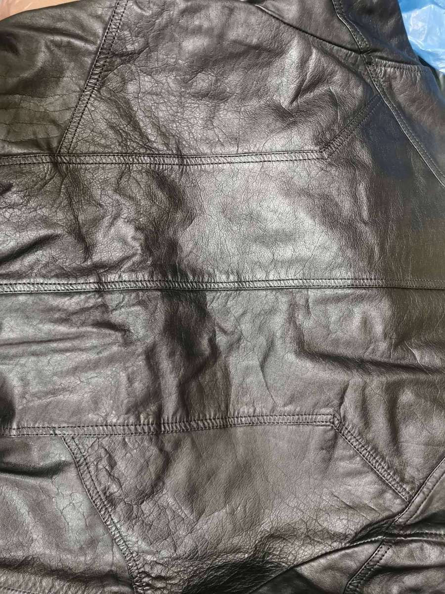 Mens black genuine leather bomber jacket from Jack & Jones