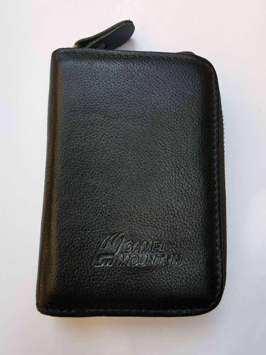 Men's Genuine Leather Zip Around Card Holder for 11 Cards
