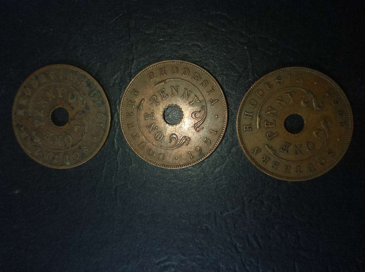1951 x3 Southern Rhodesia 1 penny coins