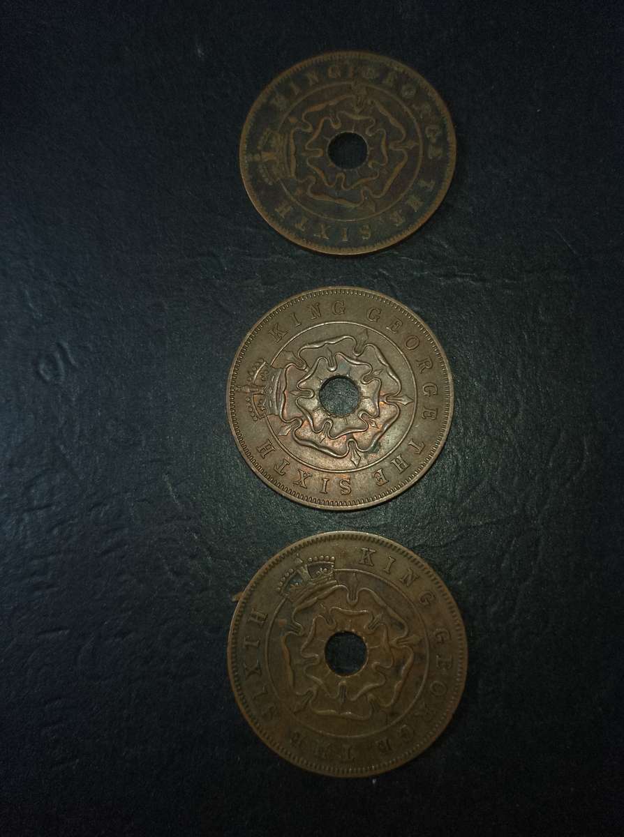 1951 x3 Southern Rhodesia 1 penny coins
