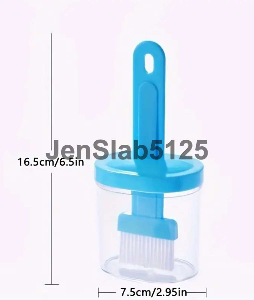 WHITE SILICONE AND PLASTIC OIL/BASTING BRUSH WITH CANISTER
