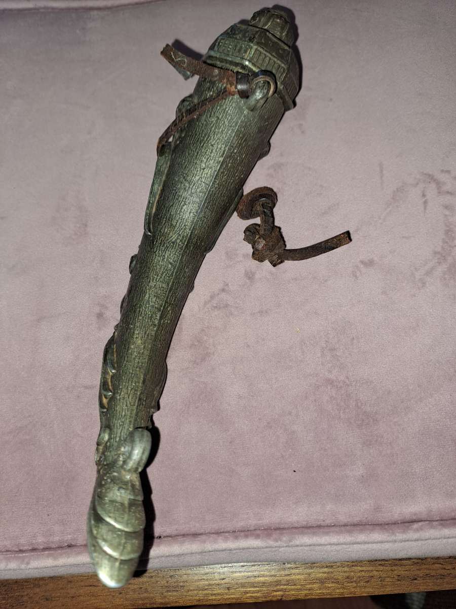 Decorative Military black powder flask