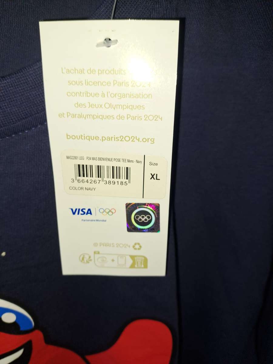 Paris Olympics 2024 T-Shirt with mascot on front, XL, never worn