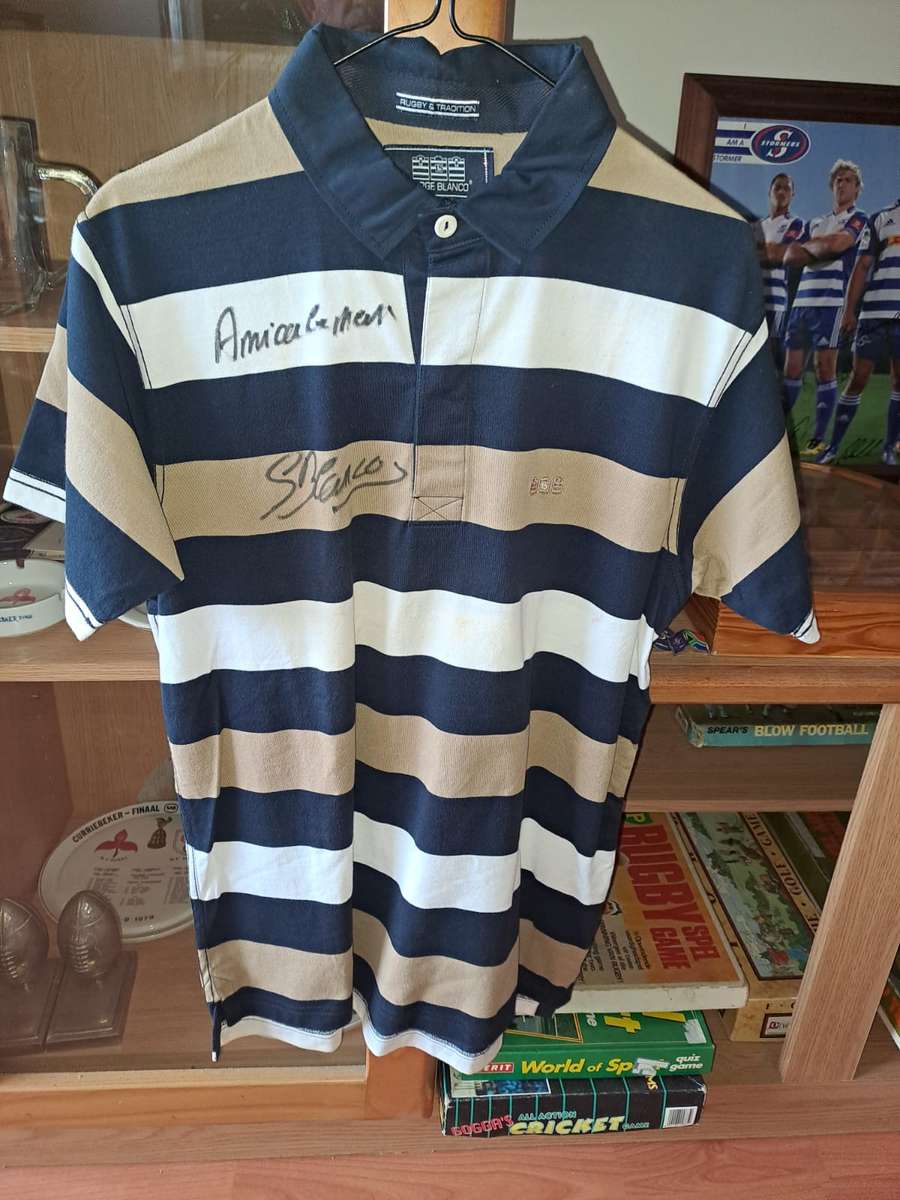 Rugby, Serge Blanco, magical fullback, original signature on his own clothing range, Size Large