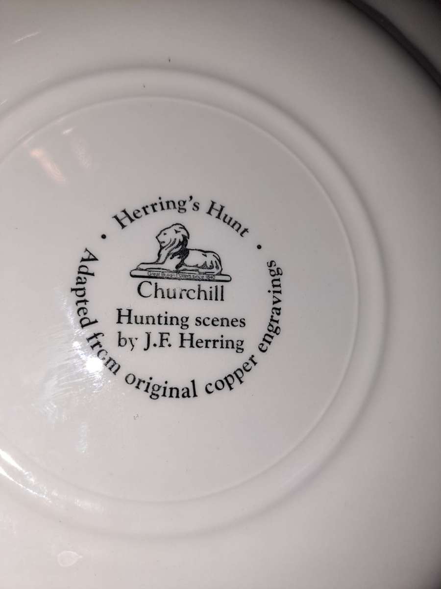 The Meet, Hunting scene by JE Herring, Churchhill ceramic plate
