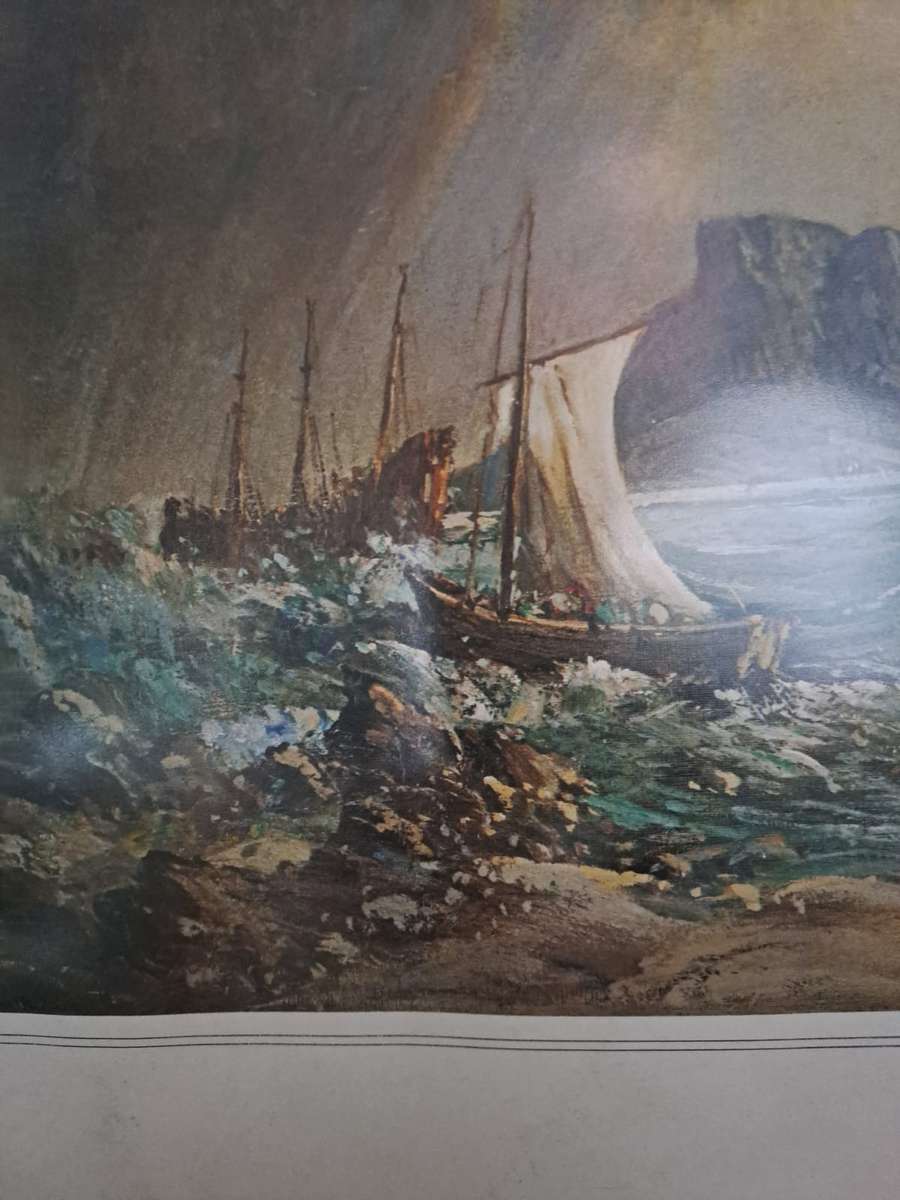 Gabriel de Jongh Lithograph "Table Mountain with Galleon" with original signature in pen