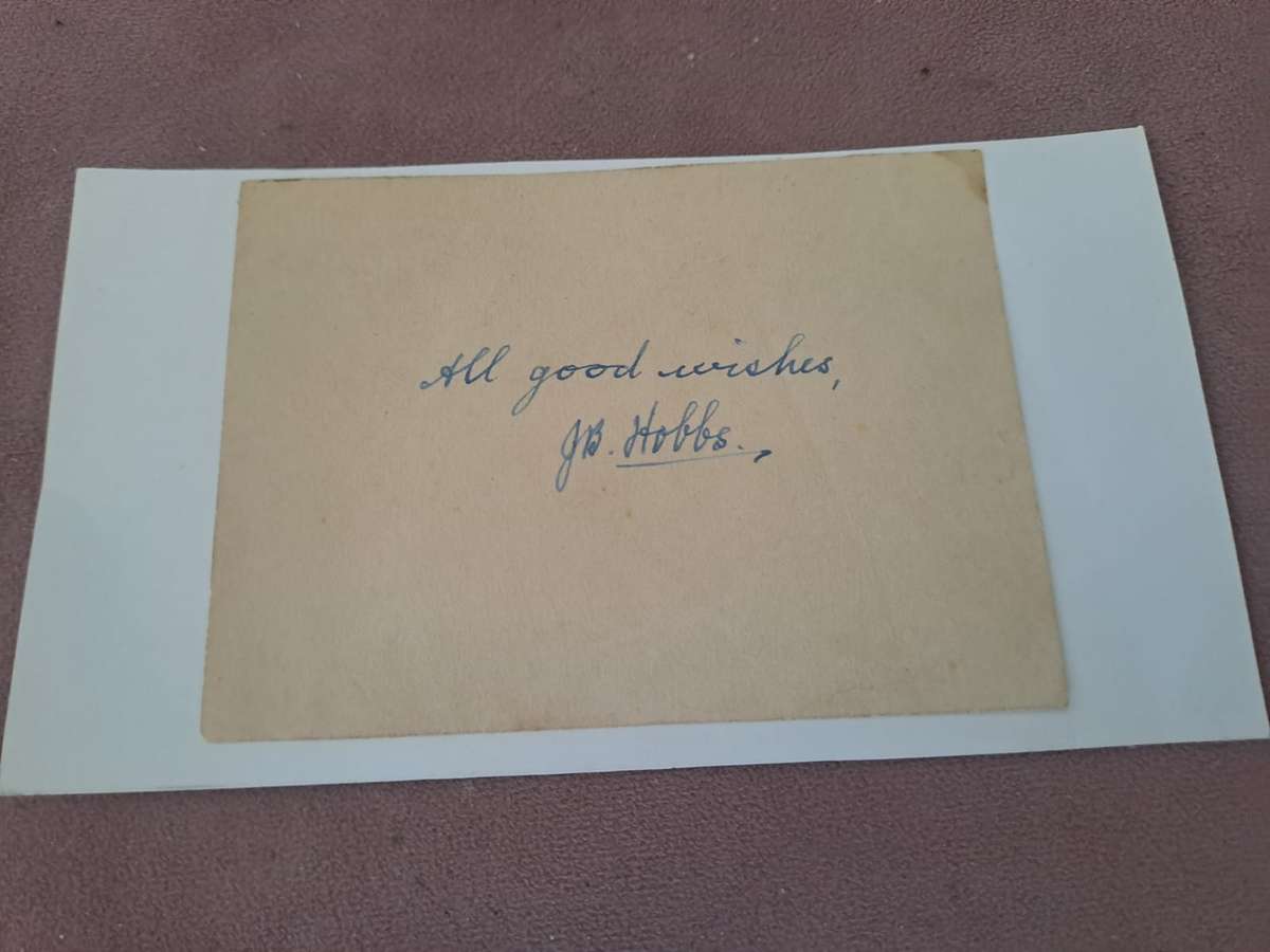 Original signature Sir Jack (John Berry) Hobbs famed England cricketer
