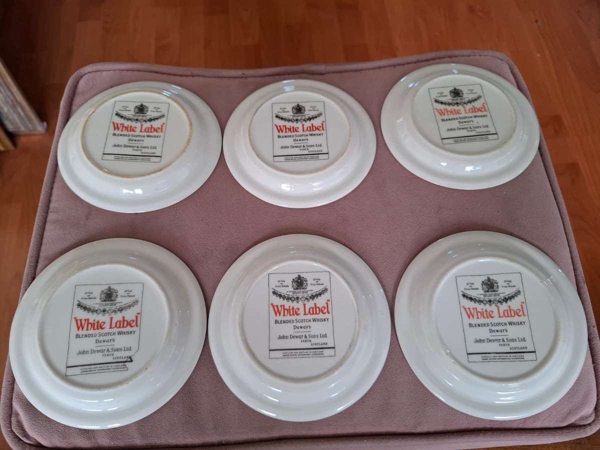 6 x Dewars White Label ceramic coasters (featuring "The Great Highlander)