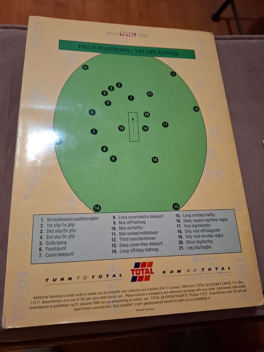Total 1992 India vs SA, cricket collector's item, very scarce plus 28 cards