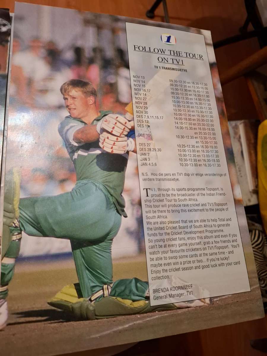 Total 1992 India vs SA, cricket collector's item, very scarce plus 28 cards