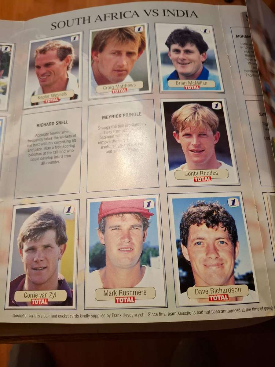 Total 1992 India vs SA, cricket collector's item, very scarce plus 28 cards