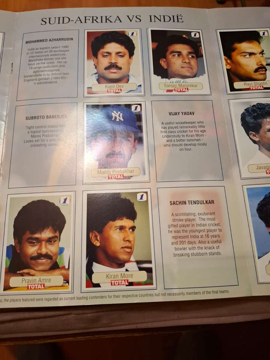 Total 1992 India vs SA, cricket collector's item, very scarce plus 28 cards